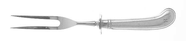 Rattail Antique (Sterling, 1890) Small Steak Carving Fork with Stainless Prongs