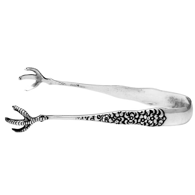 Rococo (Sterling, 1888) Large Sugar Tongs W/Claw Tips