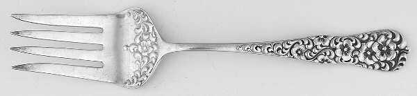 Rococo (Sterling, 1888) Large Solid Cold Meat Serving Fork