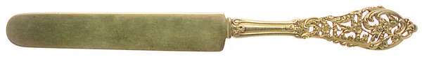 Trianon Pierced (Sterling, 1885) Gold Vermeil Solid Dessert Tea Knife