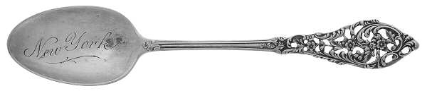 Trianon Pierced (Sterling, 1885) Souvenir Spoon (Demitasse)