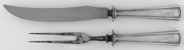 Virginia (Sterling, 1912, No Monograms) 2 Piece Small Carving Set W/ Sterling Guard