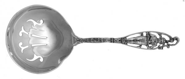 Labors of Cupid (Sterling, Newer) Solid Bon Bon Spoon with Pierced Bowl