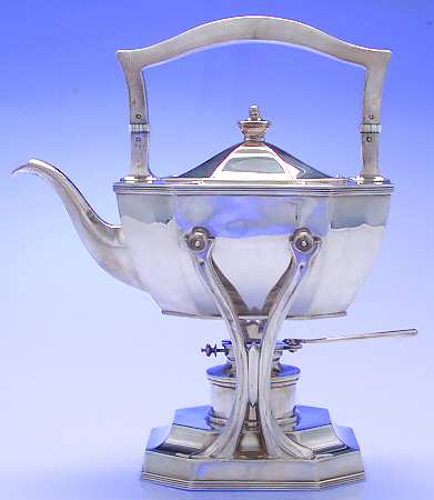 Queen Anne-Plain (Sterling, 1910, Hollowware) Kettle, Stand & Burner