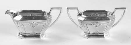 Colfax (Sterling, 1922, Hollowware) Mini Sterling Creamer and Open Sugar