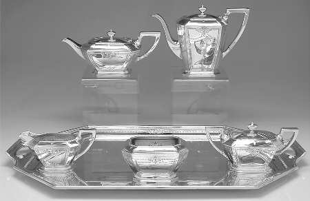 Colfax (Sterling, 1922, Hollowware) 6 Piece Tea Set (SCP, STP, SCR, SSU, SWB, WTL)