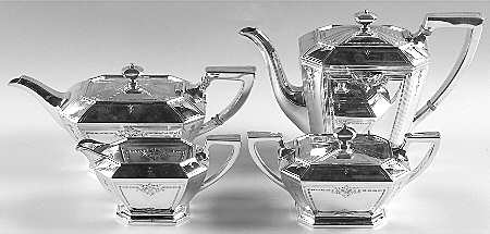 Colfax (Sterling, 1922, Hollowware) 4 Piece Tea Set (SCP, STP, SCR, SSU)