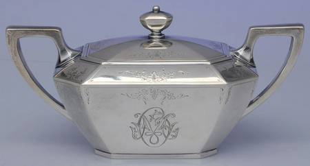 Fairfax No. 2-Engraved (Sterling, 1910, Hollowware) Sugar Bowl & Lid