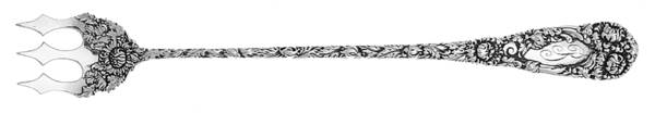 Chrysanthemum (Sterling, 1893, Monograms) Long Handle Olive Fork