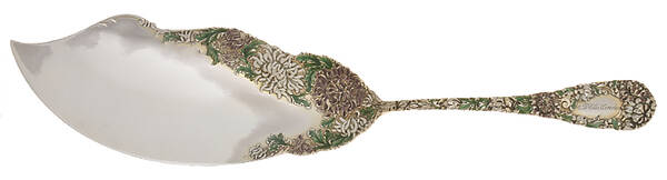 Chrysanthemum (Sterling, 1893, Monograms) Small Enamelled Solid Fish Serving Knife