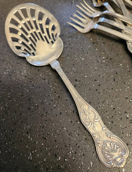 King (Sterling, 1880) Solid Pierced Egg Server