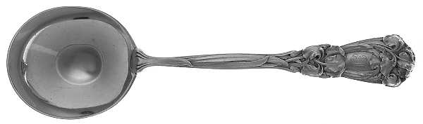 Iris (Sterling, 1900, Monograms) Round Bowl Soup Spoon (Bouillon)