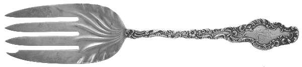 Watteau (Sterling, 1891) Large Solid Cold Meat Serving Fork