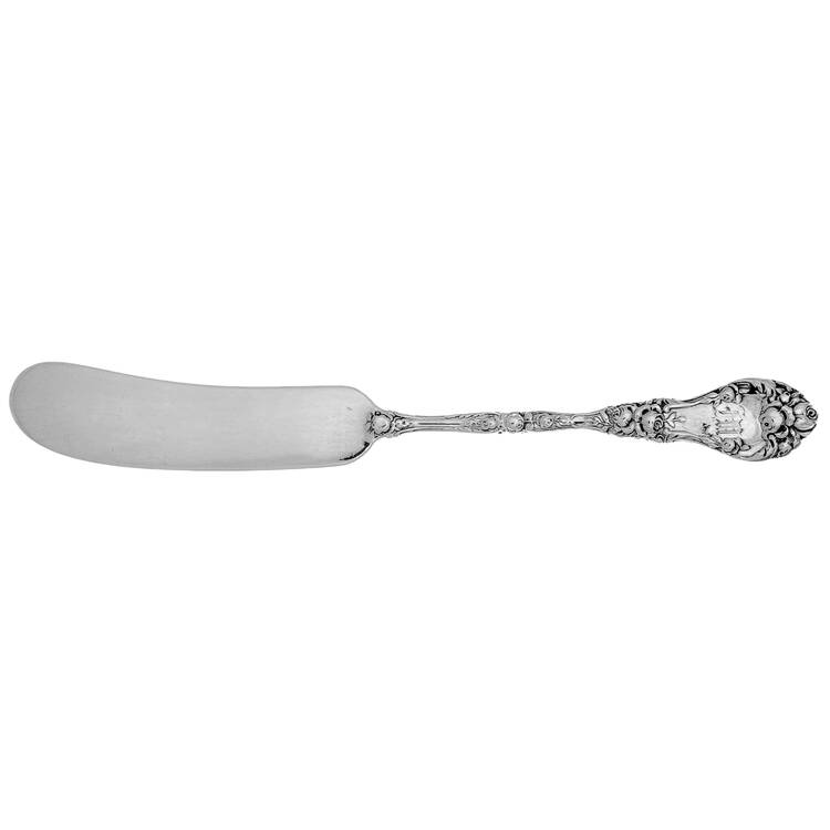 Marechal Niel (Sterling, 1896, Monograms) Flat Handle Butter Spreader