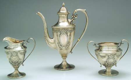 Empire (Sterling, 1895, Hollowware) 3 Piece Mini Tea Set