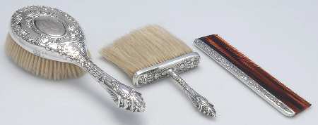 Empire (Sterling, 1895, Hollowware) 3 Piece Vanity Set (SHB,BOBR,SCO)