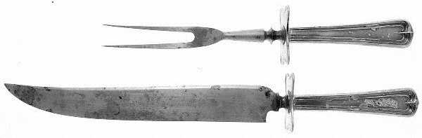 Lexington (Sterling, 1915, Monograms) Large 2-Piece Roast Carving Set w/ Stainless Blade