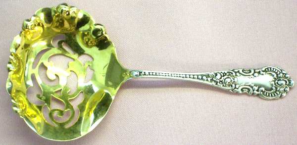 DUH7 (STERLING) Solid Bon Bon Spoon with Pierced Bowl