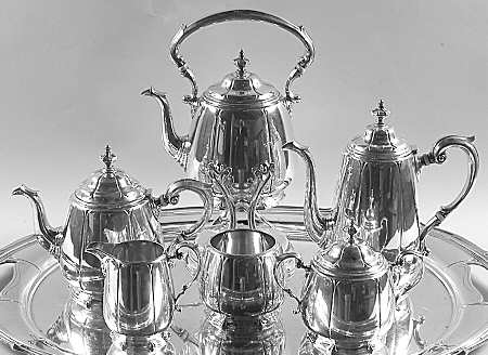 La Salle (Sterling, Hollowware) 6 Piece Tea Set (SCP, STP, SCR, SSU, SWB, SKES)