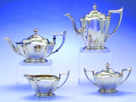 King Albert-Plain (Sterling, Hollowware) 4 Piece Tea Set (SCP, STP, SCR, SSU)