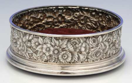 85 (Sterling, Hollowware) Wine Coaster with Wood Base