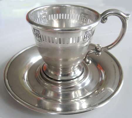795 (Sterling, Hollowware) Sterling Demitasse Cup and Saucer