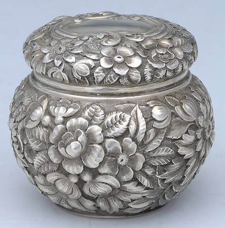 Repousse (Sterling, Hollowware) Tea Caddy & Lid