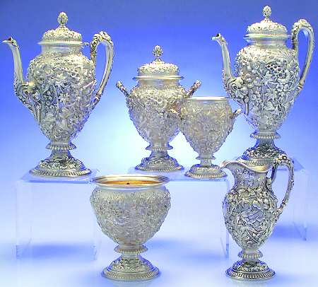 100 (Sterling, Hollowware) 6 Piece Tea Set (SCP, STP, SCR, SSU, SWB, UTB5)