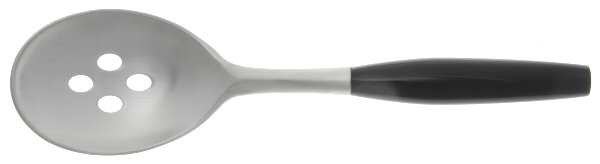 Kongo-Black (Stainless, Bright Gloss Handle) Pierced Solid Serving Spoon