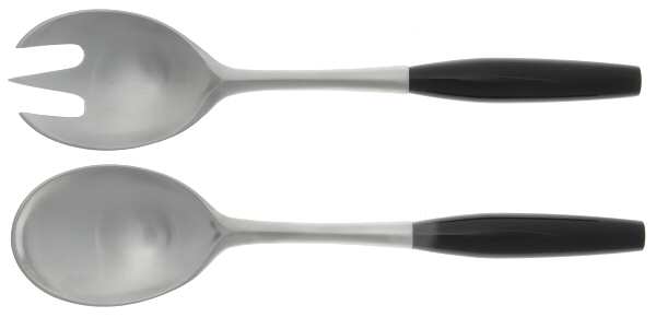 Kongo-Black (Stainless, Bright Gloss Handle) 2 Pc Salad Set with Stainless Bowl