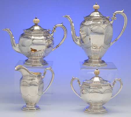 573 (Sterling, Hollowware) 4 Piece Tea Set (SCP, STP, SCR, SSU)