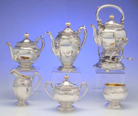 573 (Sterling, Hollowware) 6 Piece Tea Set (SCP, STP, SCR, SSU, SWB, SKES)