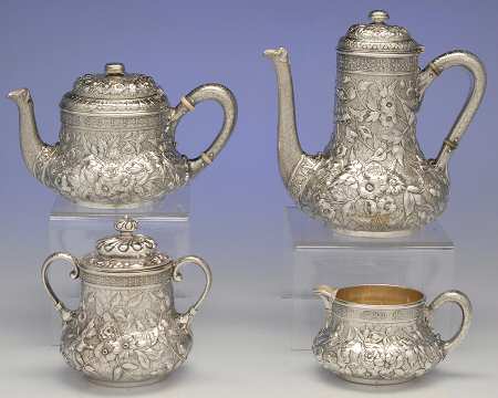 104 (Sterling, Hollowware) 4 Piece Tea Set (SCP, STP, SCR, SSU)
