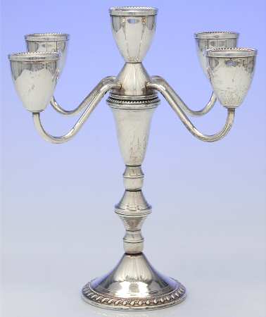 Sterling Candlesticks Weighted 5 Light Candelabra