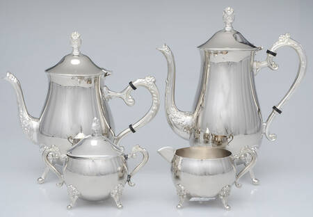 Decorators Choice (Silverplate, Hollowware) (4 Piece) Silverplate Tea Set