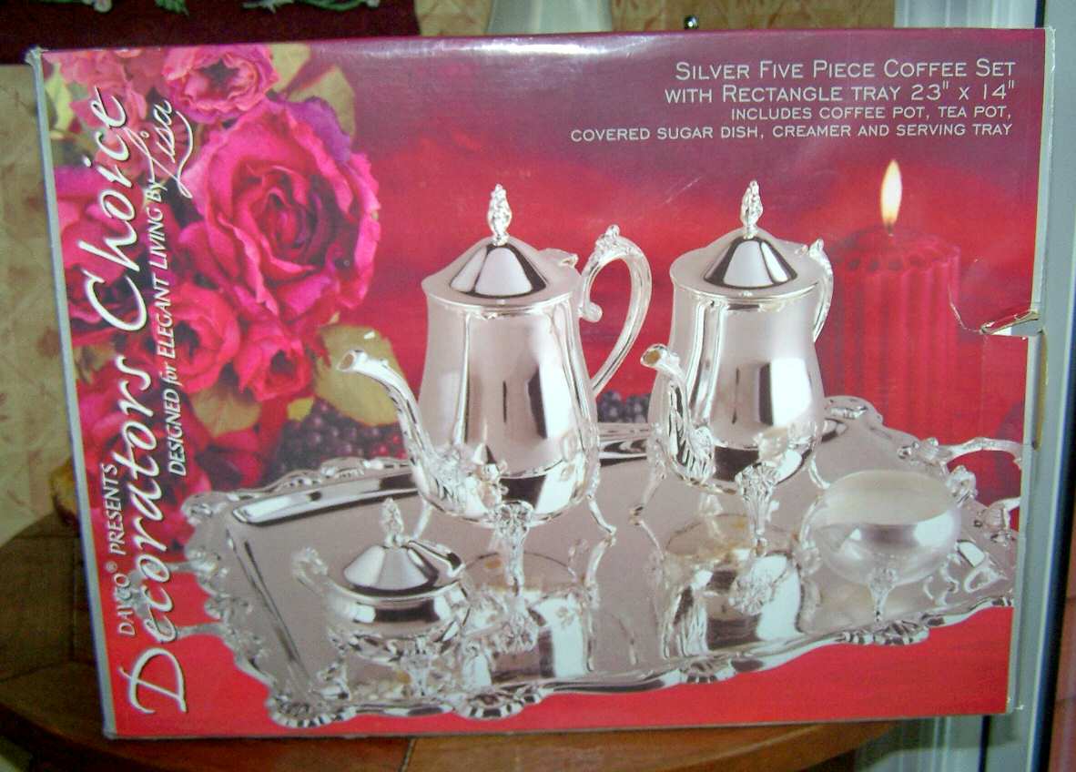 Decorators Choice (Silverplate, Hollowware) 5-Piece Silverplate Tea Set (with Tray)