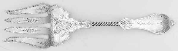 DUH23 (Coin) Large Solid Bright Fish Serving Fork