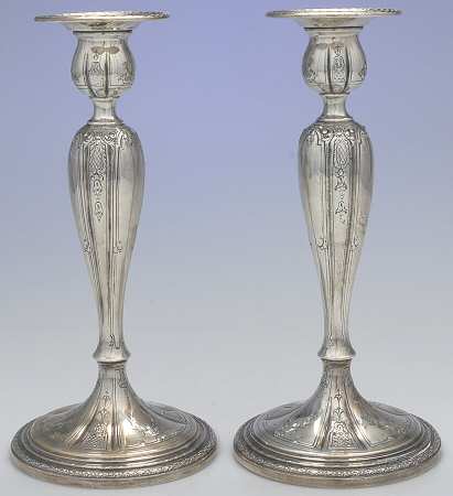 970-90 (Sterling, Hollowware) Pair of Weighted Candlesticks
