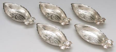 Iris (Sterling, Hollowware) Almond Dish with Place Card Clip (Set of 5)