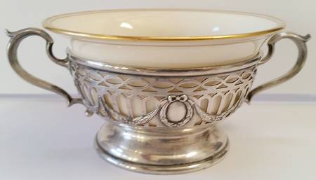 8 (Sterling, Hollowware) Sterling Bouillon Cup with Ceramic Liner