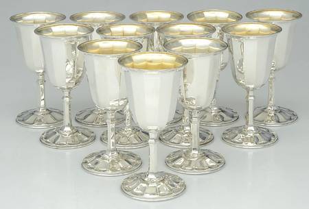 26 (Sterling, Hollowware) Sterling Water Goblet (Set of 12)