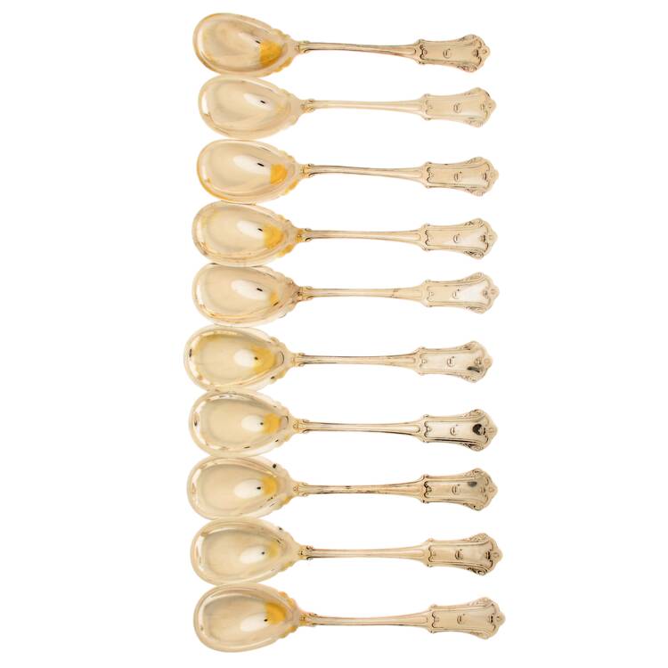 Coin Silver Flatware Ice Cream Spoon - Set of 10