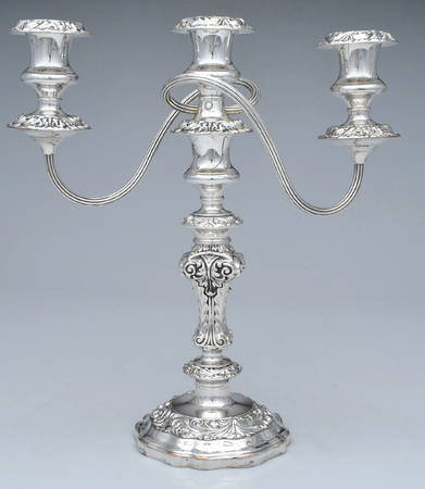Silverplate Hollowware 12" 3 Light Candelabra