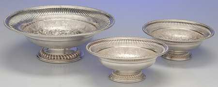 Silverplate Hollowware (3 Pc) Round Embossed Dish Set (2-6" + 1-9" Dishs)