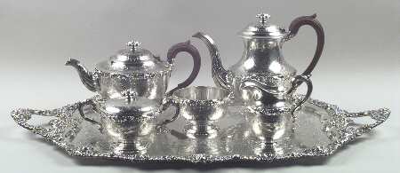Silverplate Hollowware 6-Piece Plated Tea Set (Waste & Tray)