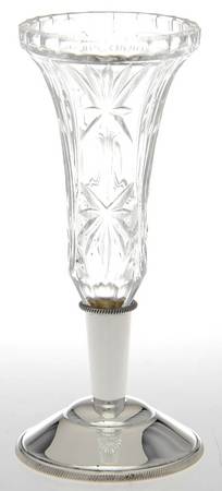 Silverplate Hollowware Crystal Vase with Metal Base