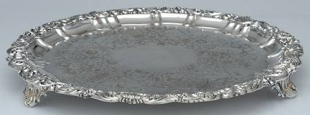 Silverplate Hollowware 14" Round 3 Toed Tray