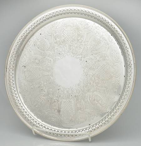 Silverplate Hollowware 12" Pierced Round Tray