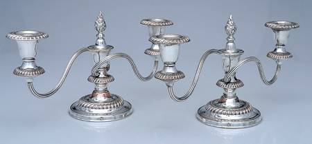 Silverplate Hollowware Pair of 5" 2 Light Candelabra