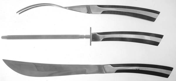 ELD2-BLACK (STAINLESS) Large 3-Piece Roast Carving Set w/ Stainless Blade